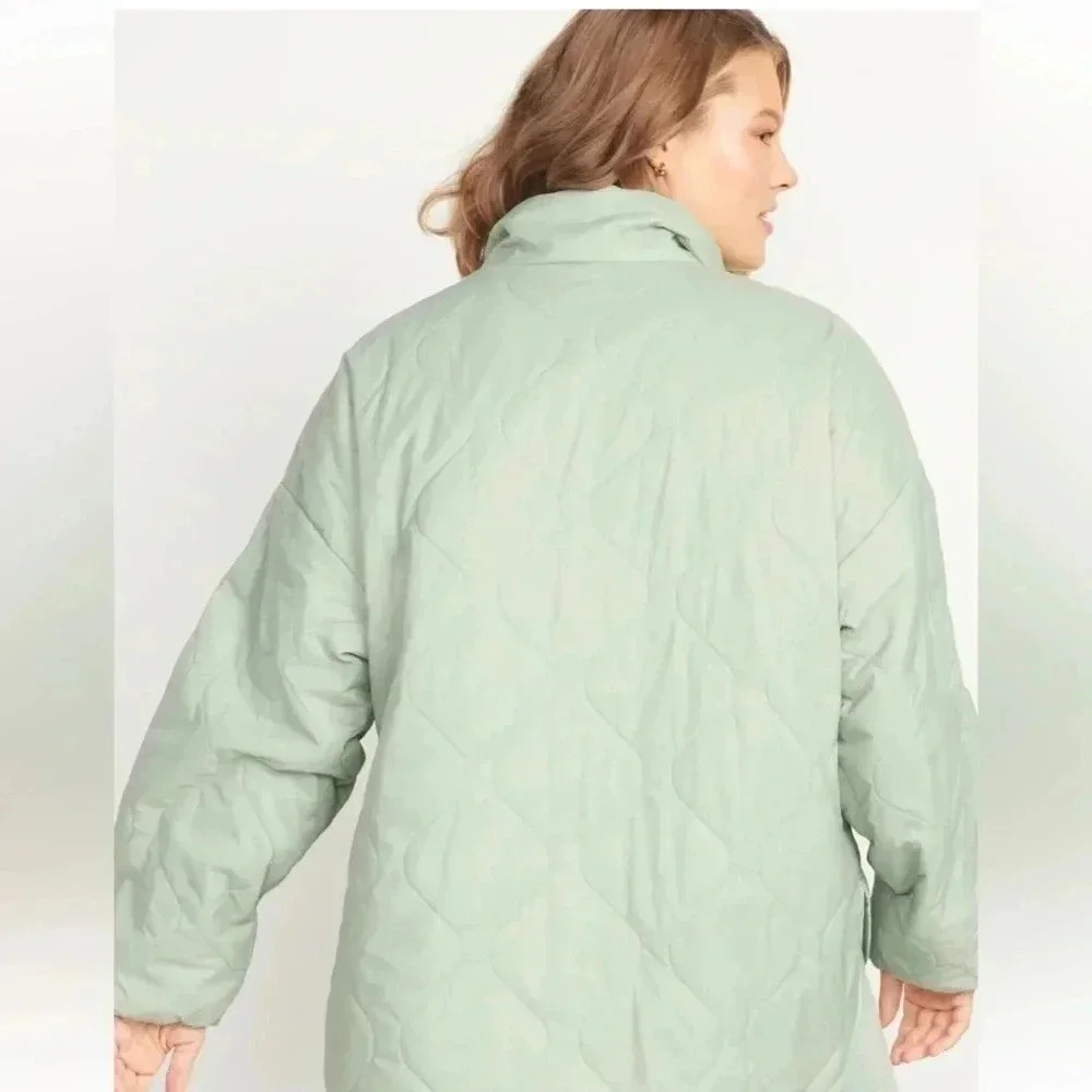 NWT  Old Navy Mint quilted kangaroo pocket light jacket - Picture 2 of 10